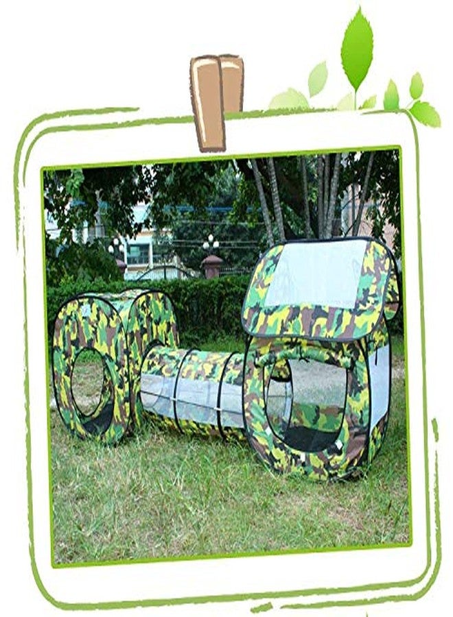 سايج سكوير مجموعة سيج سكوير العملاقة 3 في 1 خيمة لعب عسكرية مموهة محمولة للاستخدام الداخلي والخارجي، بيت لعب، قلعة مع حقيبة حمل (خيمتان ونفق واحد) - Image 4